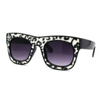 Womens Leopard Print Thick Plastic Horn Rim Diva Sunglasses