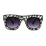 Womens Leopard Print Thick Plastic Horn Rim Diva Sunglasses