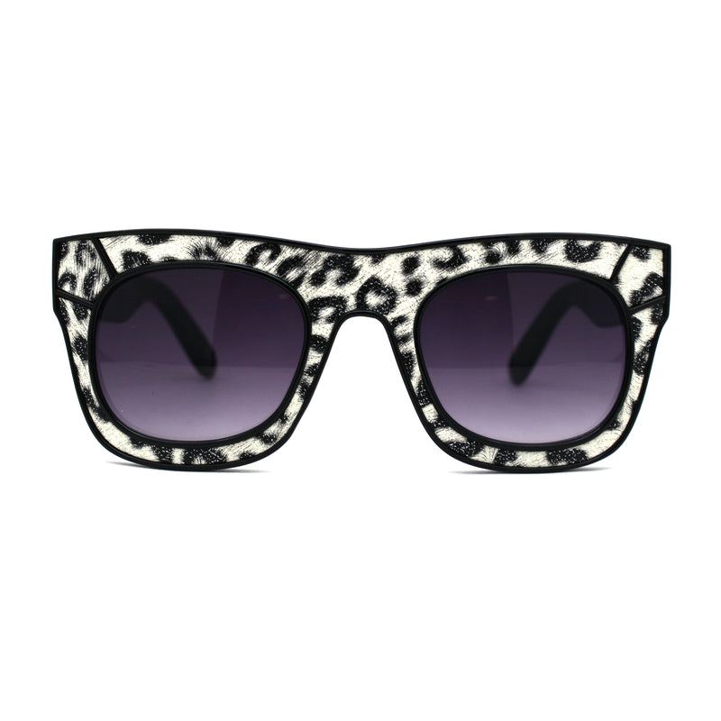 Womens Leopard Print Thick Plastic Horn Rim Diva Sunglasses