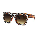 Womens Leopard Print Thick Plastic Horn Rim Diva Sunglasses