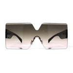 Womens Rimless Shield Rectangular Mod Butterfly Sunglasses