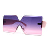 Womens Rimless Shield Rectangular Mod Butterfly Sunglasses