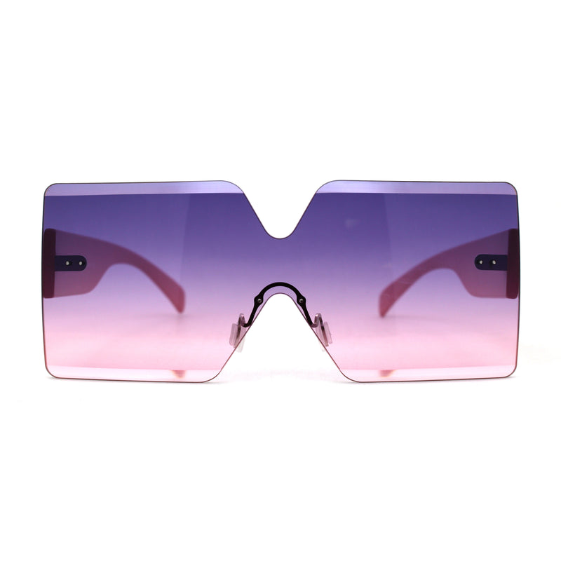 Womens Rimless Shield Rectangular Mod Butterfly Sunglasses