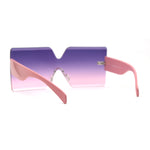 Womens Rimless Shield Rectangular Mod Butterfly Sunglasses