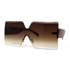 Womens Rimless Shield Rectangular Mod Butterfly Sunglasses