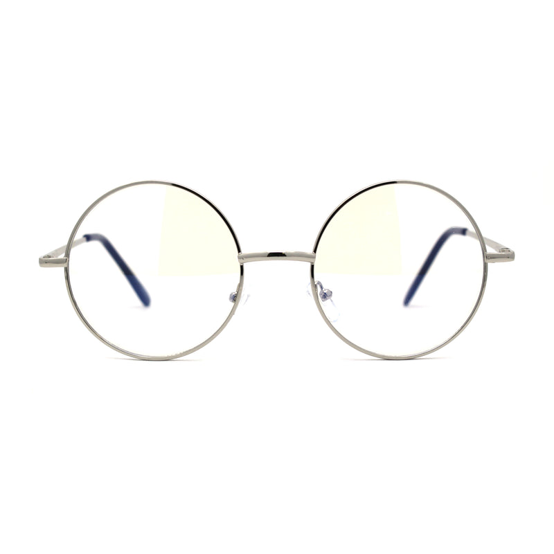 Classic Hippie Metal Rim Round Circle Lens Blue Light Flitering Computer Glasses