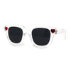 SA106 Heart Rhinestone Jewel Trim Thick Horn Rim Sunglasses