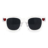 SA106 Heart Rhinestone Jewel Trim Thick Horn Rim Sunglasses