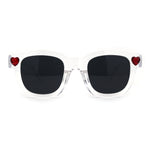 SA106 Heart Rhinestone Jewel Trim Thick Horn Rim Sunglasses