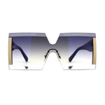 SA106 Womens Luxury Rimless Oversize Squared Shield Sunglasses