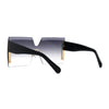 SA106 Womens Luxury Rimless Oversize Squared Shield Sunglasses