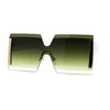 SA106 Womens Luxury Rimless Oversize Squared Shield Sunglasses