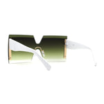 SA106 Womens Luxury Rimless Oversize Squared Shield Sunglasses