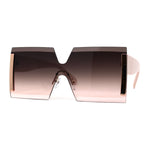 SA106 Womens Luxury Rimless Oversize Squared Shield Sunglasses