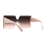 SA106 Womens Luxury Rimless Oversize Squared Shield Sunglasses