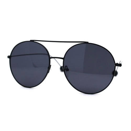 Womens Retro Round Double Bridge Metal Frame Boyfriend Style Sunglasses