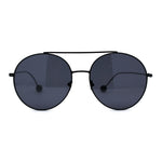 Womens Retro Round Double Bridge Metal Frame Boyfriend Style Sunglasses