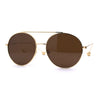 Womens Retro Round Double Bridge Metal Frame Boyfriend Style Sunglasses