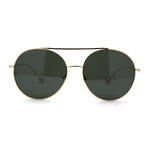 Womens Retro Round Double Bridge Metal Frame Boyfriend Style Sunglasses