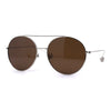 Womens Retro Round Double Bridge Metal Frame Boyfriend Style Sunglasses