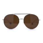 Womens Retro Round Double Bridge Metal Frame Boyfriend Style Sunglasses