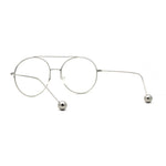 Womens Retro Round Double Bridge Metal Frame Boyfriend Style Sunglasses