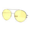 Womens Retro Round Double Bridge Metal Frame Boyfriend Style Sunglasses