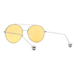 Womens Retro Round Double Bridge Metal Frame Boyfriend Style Sunglasses