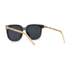 Womens Inset Horn Rimed Chain Arm Chic Rectangular Sunglasses