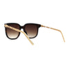 Womens Inset Horn Rimed Chain Arm Chic Rectangular Sunglasses