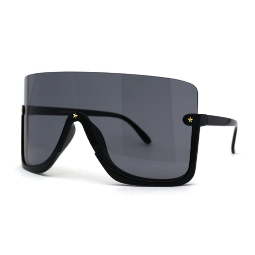 Extra Oversized Warp Curved Shield Upside Down Half Rim Sunglasses