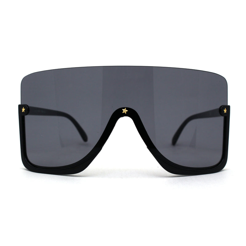 Extra Oversized Warp Curved Shield Upside Down Half Rim Sunglasses