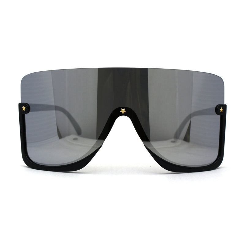 Extra Oversized Warp Curved Shield Upside Down Half Rim Sunglasses
