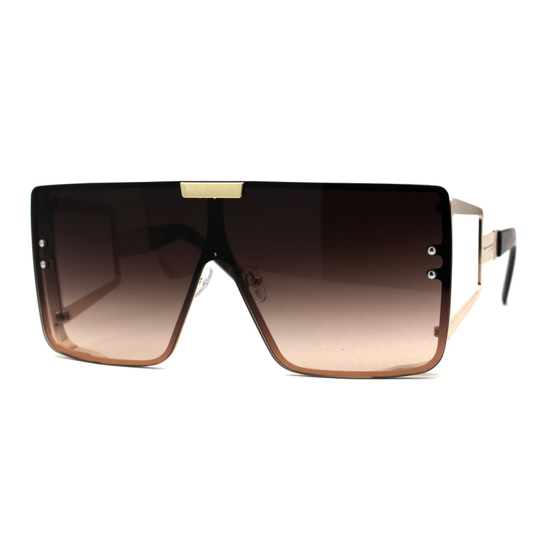 Luxury Maximalist Hip Hop Mono Flat Lens Shield Sunglasses