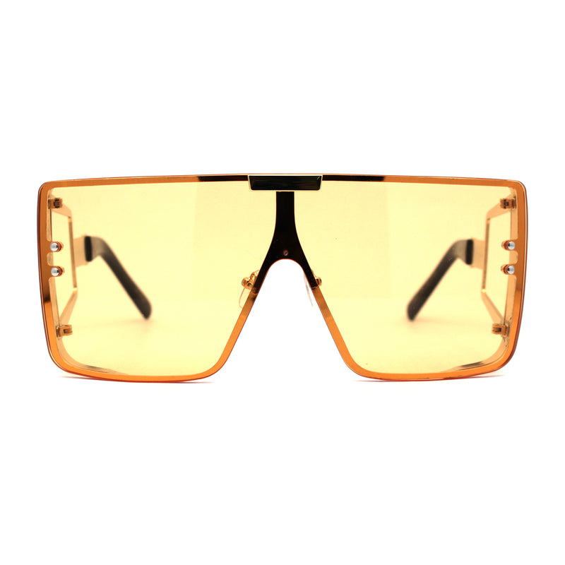 Luxury Maximalist Hip Hop Mono Flat Lens Shield Sunglasses