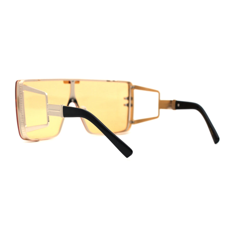 Luxury Maximalist Hip Hop Mono Flat Lens Shield Sunglasses