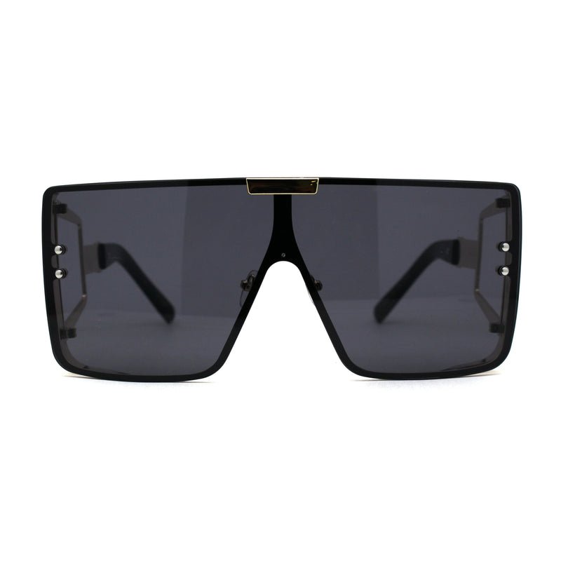 Luxury Maximalist Hip Hop Mono Flat Lens Shield Sunglasses