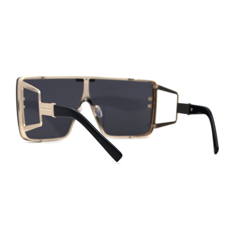 Luxury Maximalist Hip Hop Mono Flat Lens Shield Sunglasses