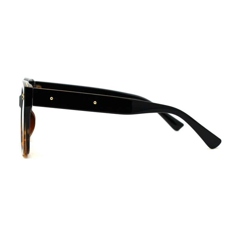 Womens Large Rectangular Retro Horn Rim Plastic Chic Sunglasses