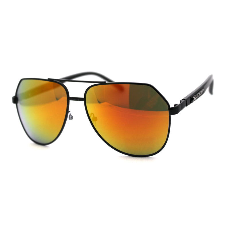 Xloop Mens Metal Rim Officer Style Racer Squared Geometric Sunglasses