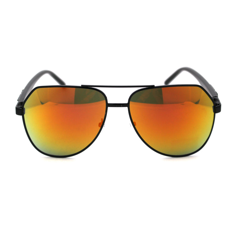 Xloop Mens Metal Rim Officer Style Racer Squared Geometric Sunglasses