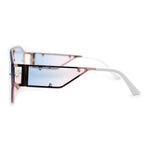 SA106 Mens Metal Frame Rimless Angular Geometric Shield Mafia Sunglasses