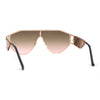 SA106 Mens Metal Frame Rimless Angular Geometric Shield Mafia Sunglasses