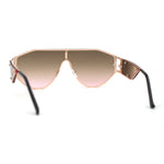 SA106 Mens Metal Frame Rimless Angular Geometric Shield Mafia Sunglasses