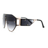 SA106 Mens Metal Frame Rimless Angular Geometric Shield Mafia Sunglasses