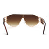 SA106 Mens Metal Frame Rimless Angular Geometric Shield Mafia Sunglasses