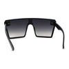 Womens Retro Oversize Angular Flat Top Shield Plastic Frame Rimless Sunglasses