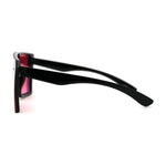 Womens Retro Oversize Angular Flat Top Shield Plastic Frame Rimless Sunglasses