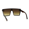 Womens Retro Oversize Angular Flat Top Shield Plastic Frame Rimless Sunglasses