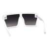 Womens Retro Oversize Angular Flat Top Shield Plastic Frame Rimless Sunglasses
